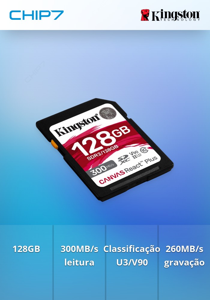 Kingston 32GB Canvas React Plus SDHC UHS-II 300R/260W U3 V90 for Full HD/4K/ 8K