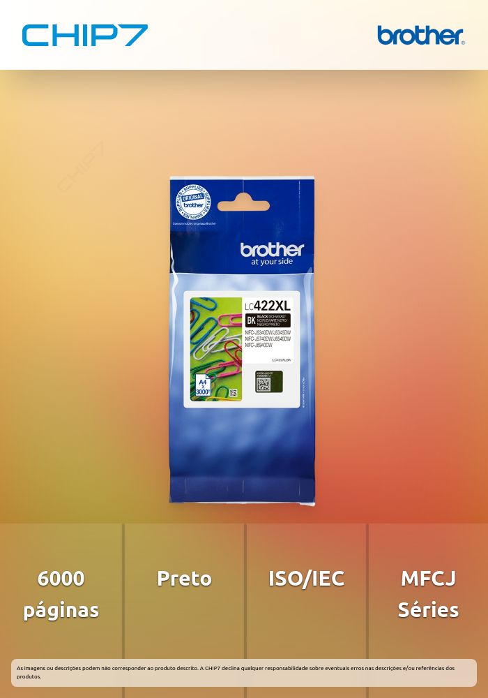 BROTHER TINTEIRO PRETO LC422XLBK