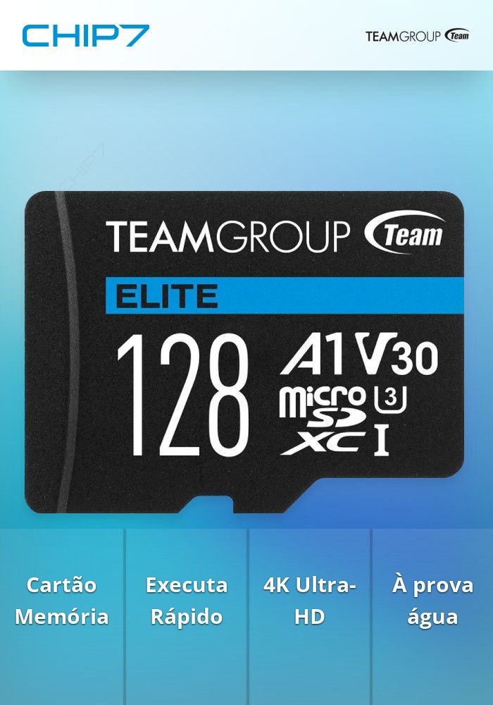 Cartão Team Group Elite MicroSDXC A1 UHS-I U3 V30 128GB