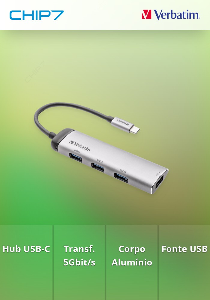 VERBATIM HUB USB-C 4xUSB3.0  ALUMINIO