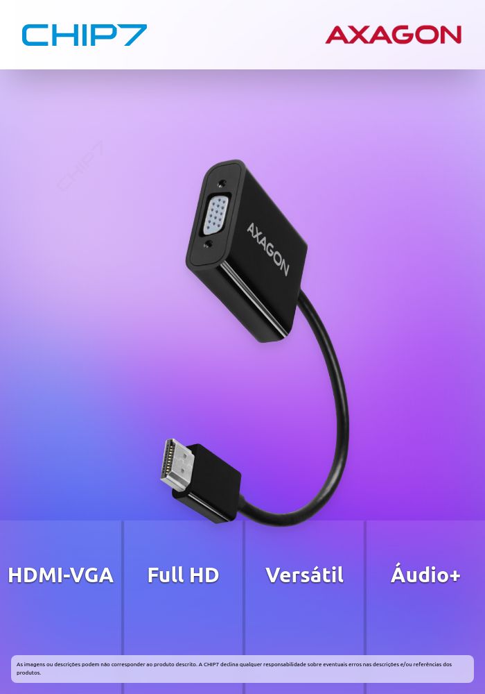 Adaptador AXAGON RVH-VGAN, HDMI para VGA, Full HD, Audio OU