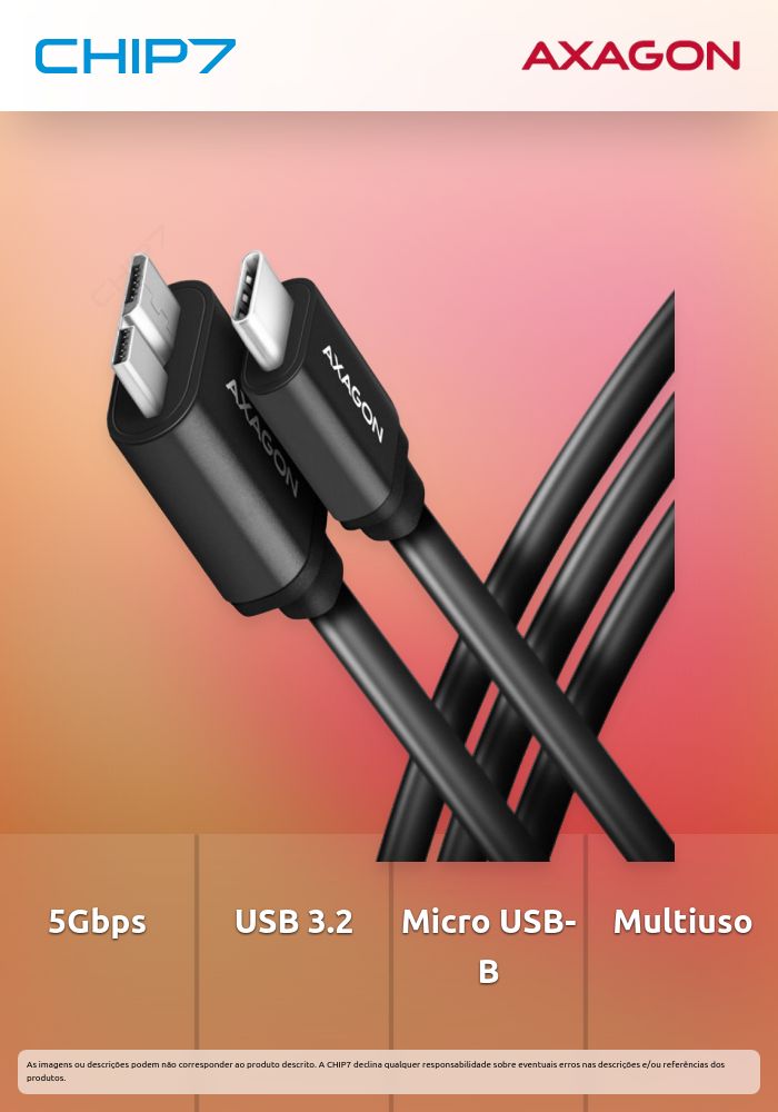 Cabo AXAGON BUCM Activo micro-B, para USB-C - 1M