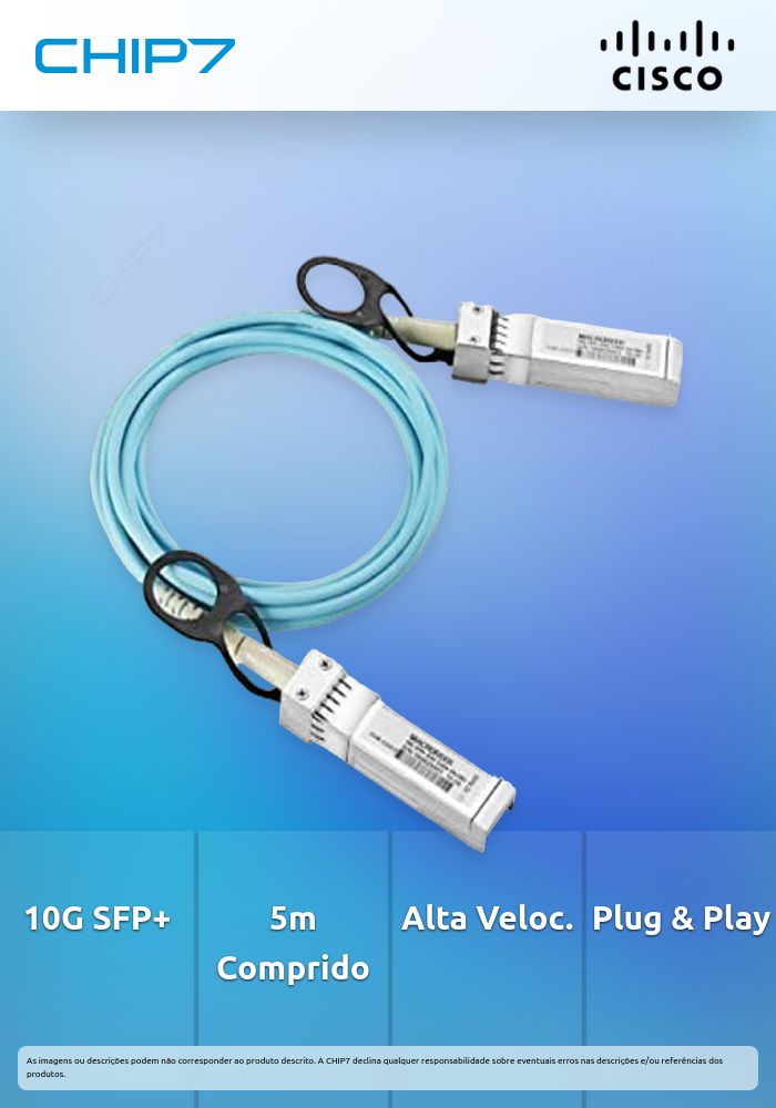 Cabo ótico ativo Cisco SFP-10G-AOC5M compatível com 10G SFP+ de 5m