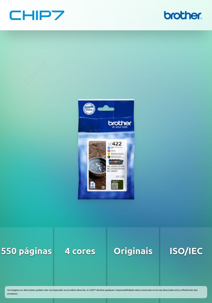 BROTHER TINTEIRO PACK 4 CORES LC422VAL