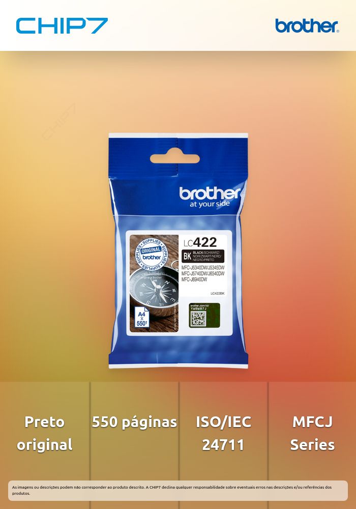 BROTHER TINTEIRO PRETO LC422BK