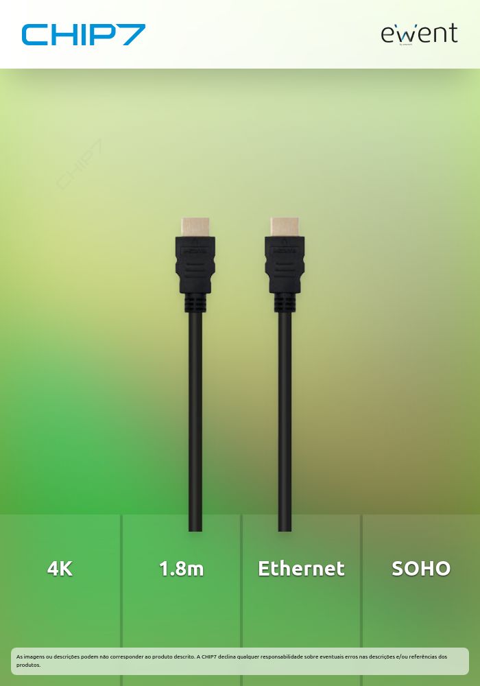 Cabo SOHO HDMI 1.4 de alta velocidade com Ethernet 1.8m, preto, 4K » válido até nova comunicação