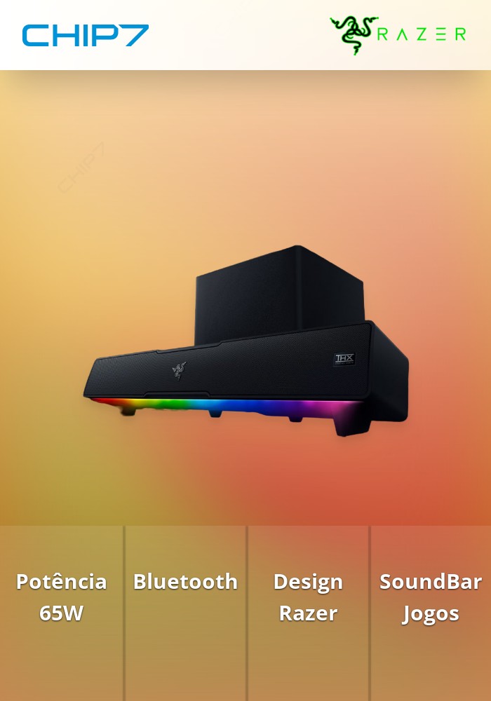 Coluna SoundBar Razer Leviathan V2 65W Bluetooth