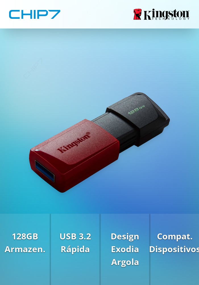Pen Drive Kingston 128GB DataTraveler Exodia M USB 3.2 - DTXM