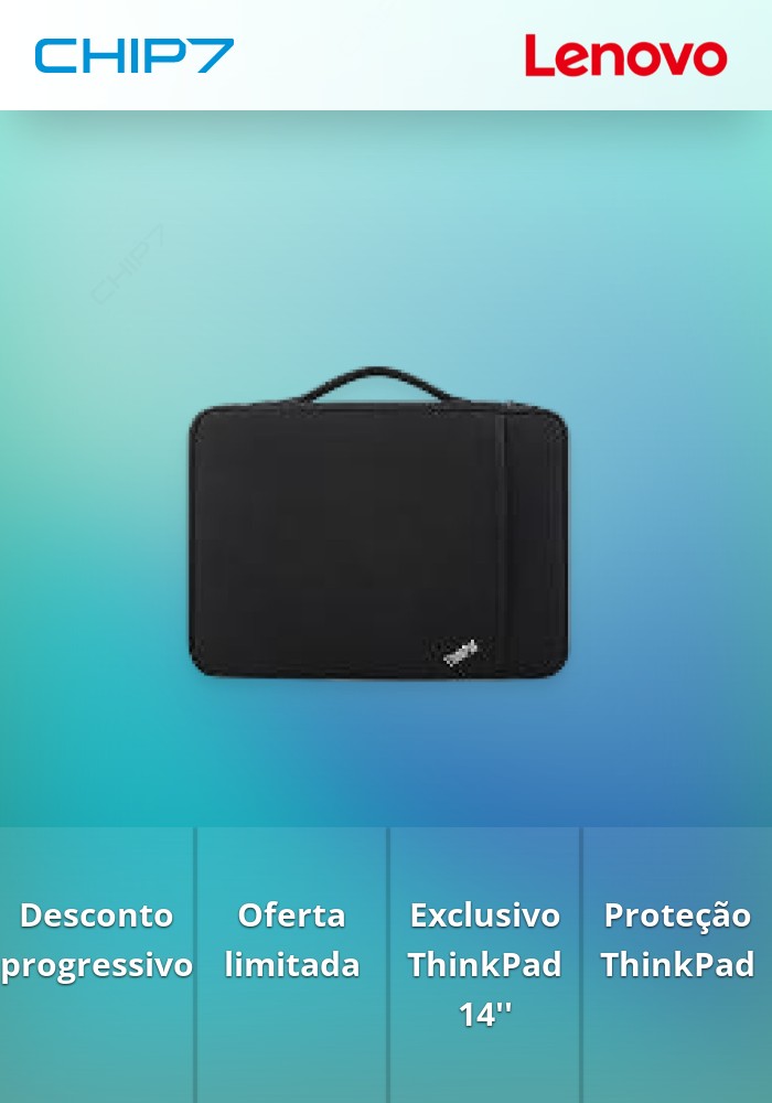 ThinkPad 14-inch  Sleeve  - Quanto mais comprar, maior é o desconto ! - válido p/ unidades faturadas até 29 de março ou fim de stock