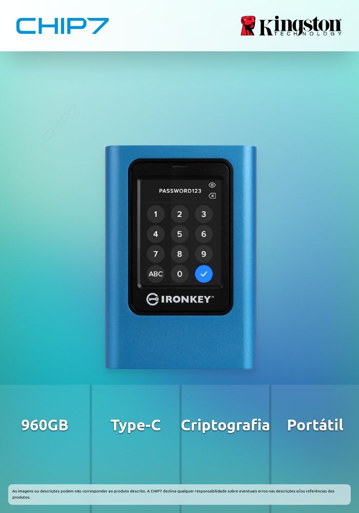 960GB SSD Disco Externo Kingston IronKey Externo Vault Privacy Type-C - IKVP80ES/960G