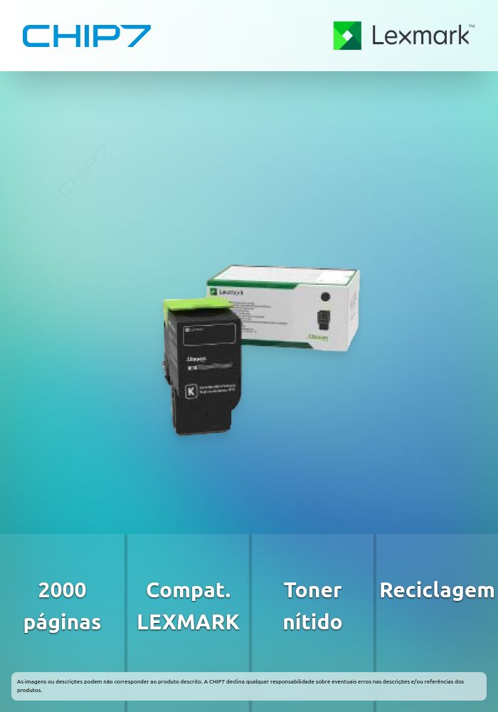 Toner LEXMARK 78C20K0 Preto de retorno 2K a 5% - CS/CX42/52x/62x