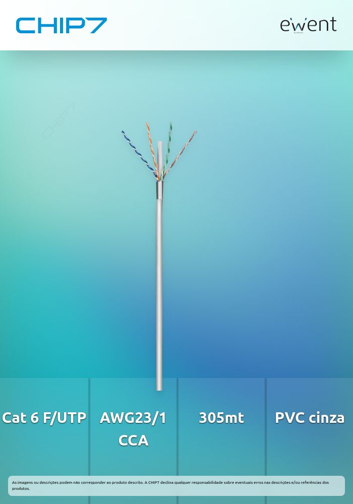 Bobine de Instalação Cat 6 F/UTP AWG23/1 CCA 305mt. SOLID Jacket: PVC cinza » válido até nova comunicação
