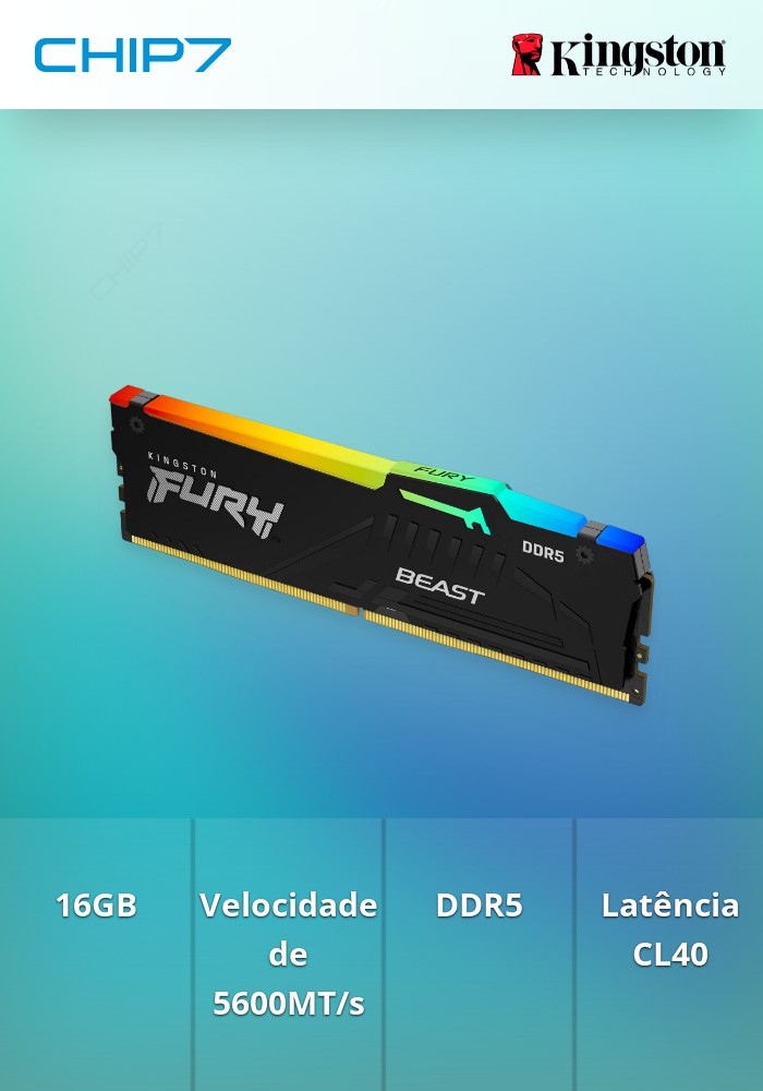 16GB 5600MT/S DDR5 CL40 DIMM FURY BEAST RGB