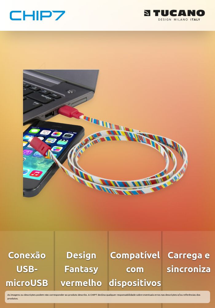 Tucano - Cabo Flat Fantasy USB-microUSB (red)