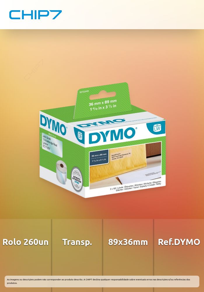 DYMO - Etiquetas direcção 36x89 mm (transparente)