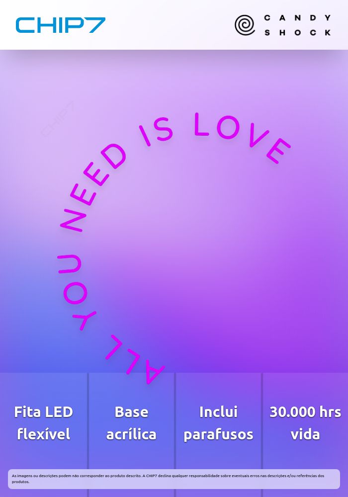 Candy Shock - Led Sign  80 All You Need is Love (purple)