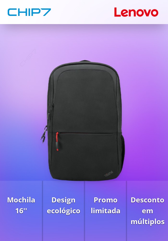 ThinkPad Essential 16-inch Backpack (Eco)  - Quanto mais comprar, maior é o desconto ! - válido p/ unidades faturadas até 29 de março ou fim de stock