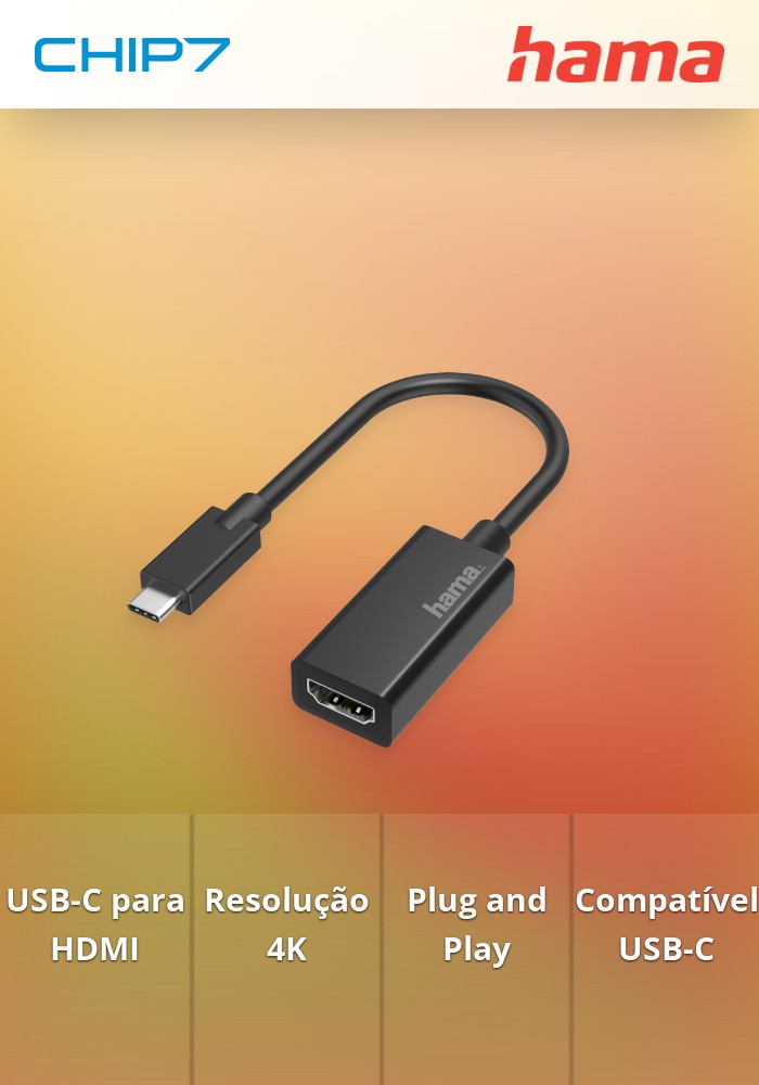 Video Adapter, USB-C Plug - HDMI Socket, Ultra-HD 4K - 200315