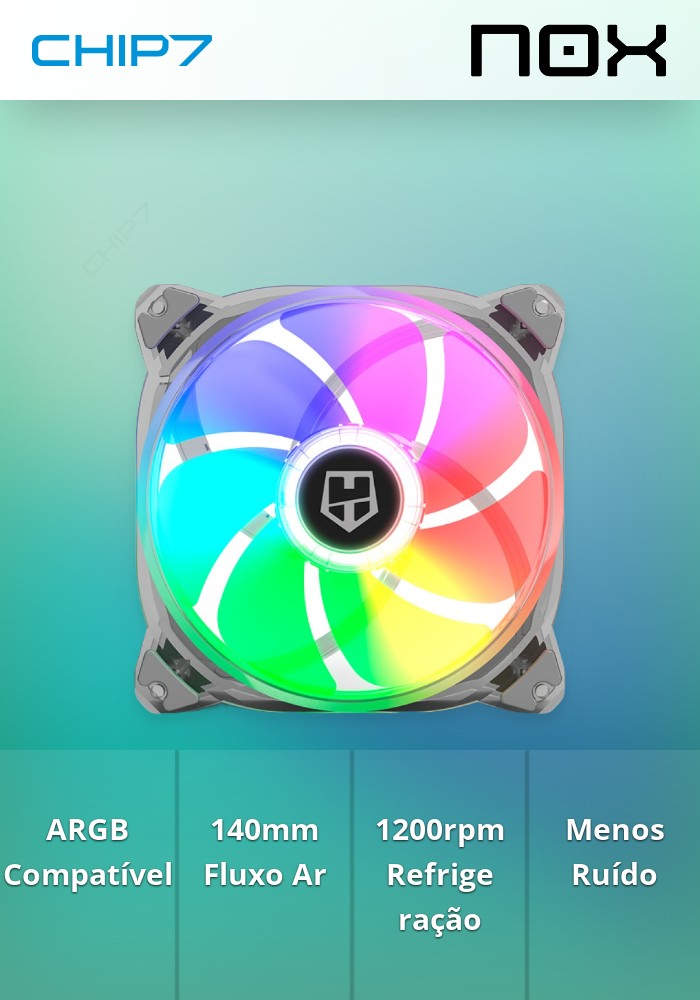 Ventoinha NOX X140 ARGB FAN 140mm 1200rpm