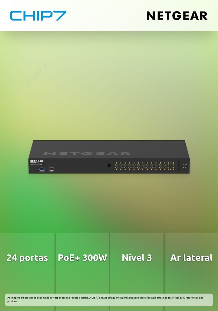 NETGEAR AV Line M4250-26G4F-PoE+ - Interruptor - L3 - Administrado - 24 x 10/100/1000 (PoE+) + 2 x 10/100/1000 + 4 x 1000Base-X SFP - fluxo de ar lado para lado - montável em trilho - PoE+ (300 W)