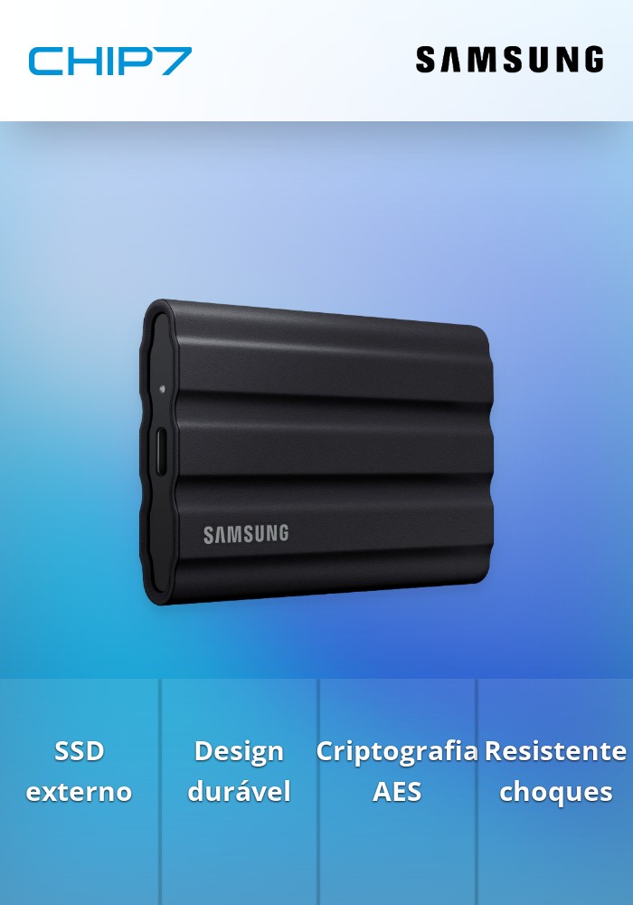 SSD Externo Samsung T7 Shield 1TB USB 3.2 Gen 2 Type-C Preto