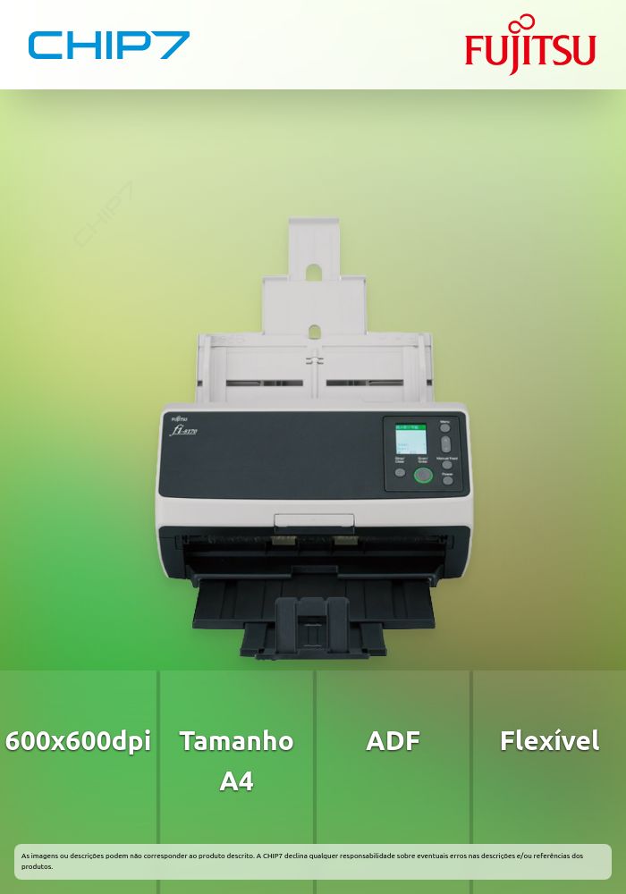 Fujitsu Fi-8170 Adf + Scanner de Alimentação Manual 600 X 600 Dpi A4 Preto Cinzento