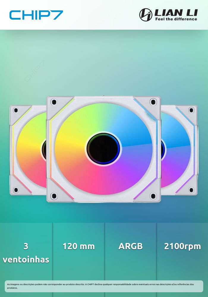 Ventoinha Lian Li INF SL120 ARGB PWM Branco 120mm (Pack 3)