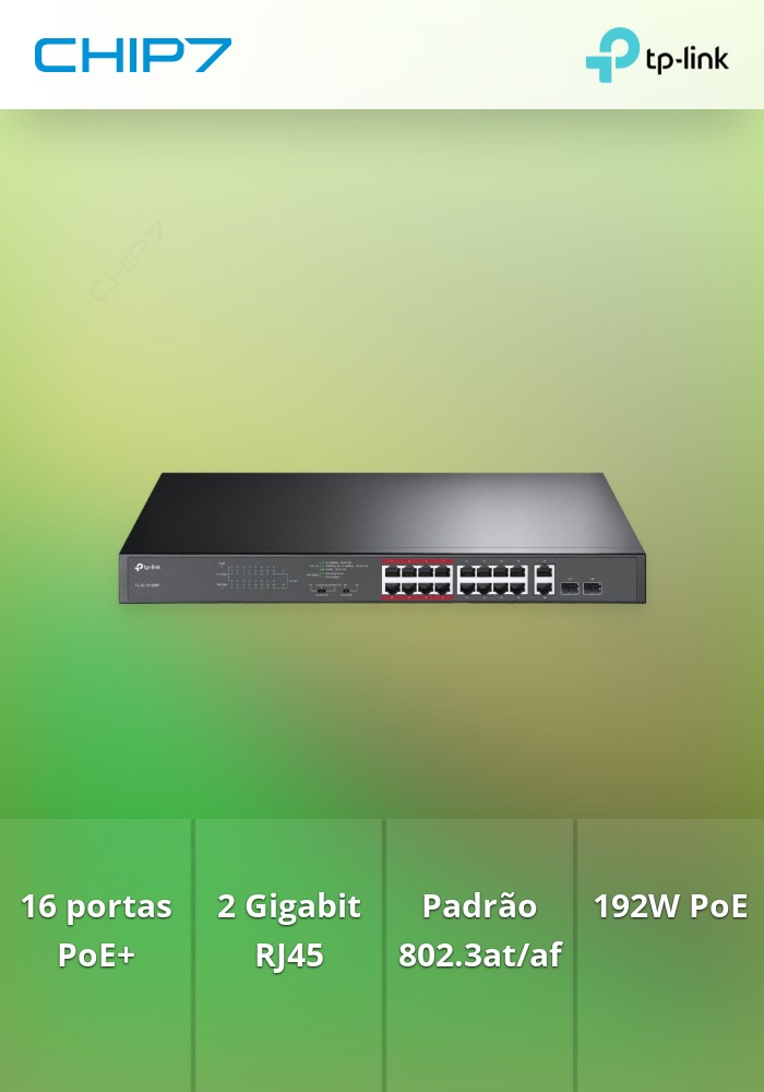 16-Port 10/100Mbps PoE+ Switch, 16 10/100Mbps RJ45 Ports, 2 Gigabit RJ45 Ports, 2 Combo SFP Slots, 802.3at/af, 192W PoE Power, 1U 19-inch Rack-mountable Steel Case, Extend Mode for 250m PoE Transmitting, Priority Mode for Port1-8