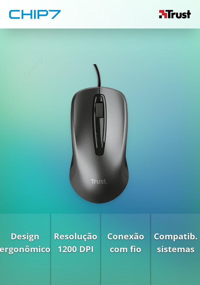 Trust Basics Rato com Fio/ Até 1200 DPI