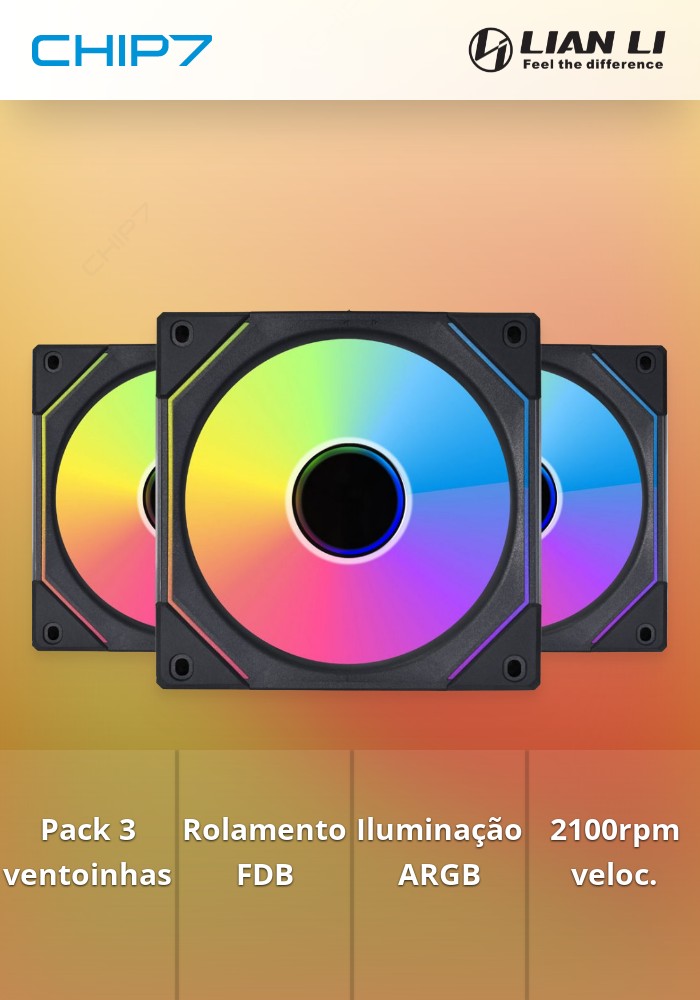 Ventoinha Lian Li INF SL120 ARGB PWM Preto 120mm (Pack 3)