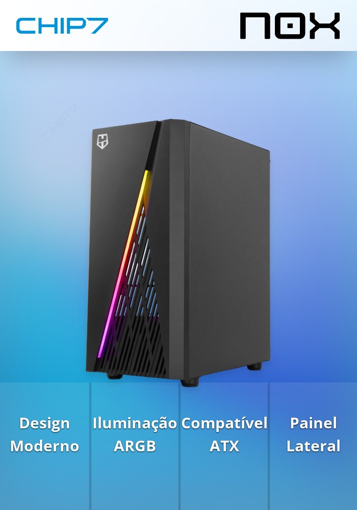 Caixa NOX Hummer Frost Tempered Glass ARGB Black ATX