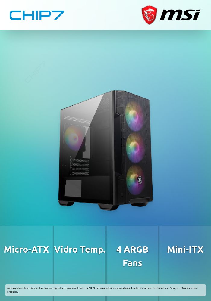Caixa Micro-ATX MSI MAG Forge M100R RGB Preta