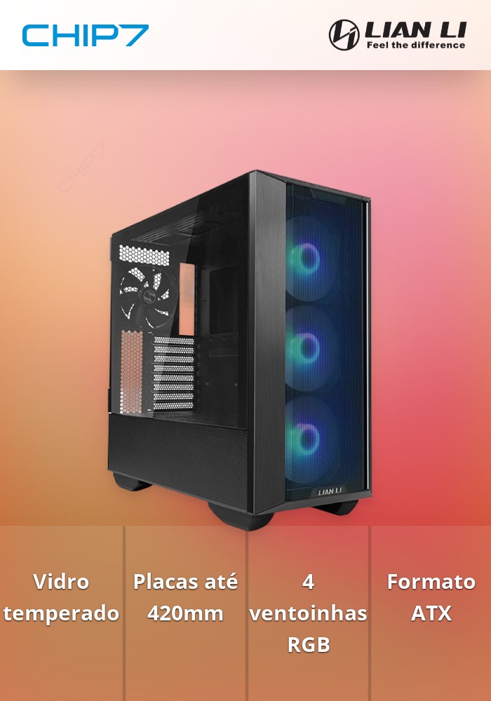 Caixa ATX Lian Li Lancool III Vidro Temperado Preta RGB