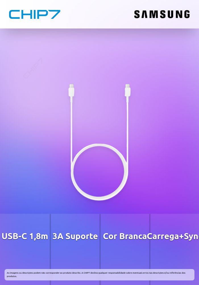 CABLE 1.8M 3A WHITE USB-C-USB-C