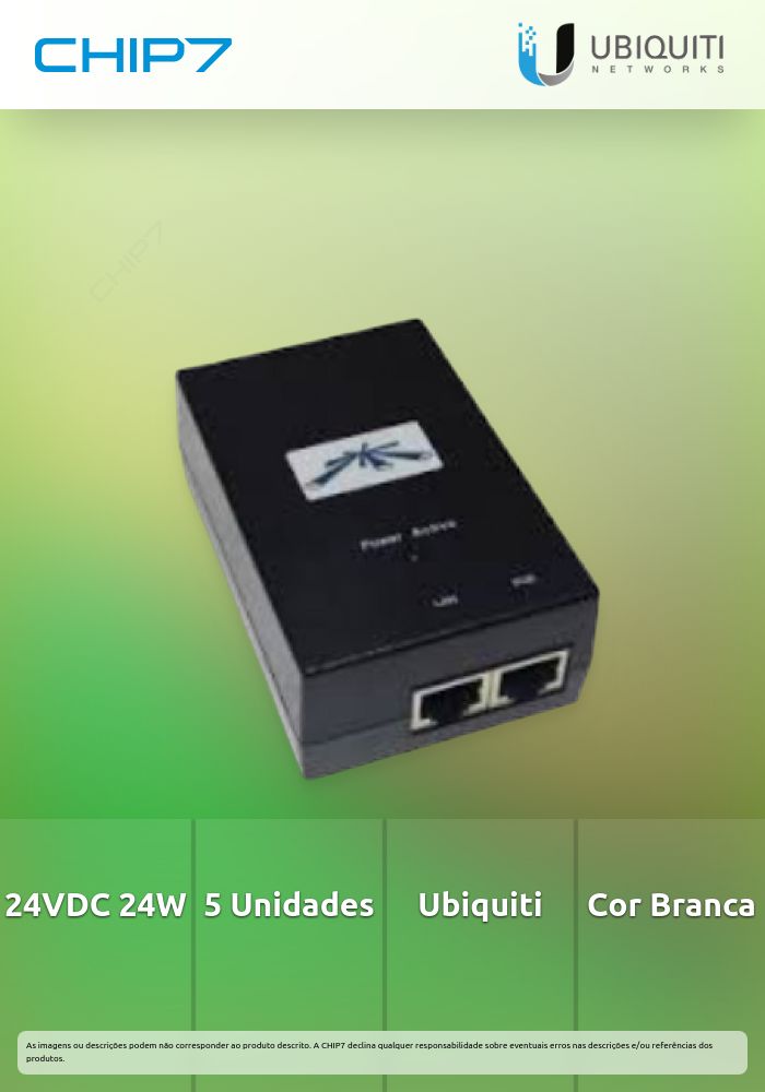 Ubiquiti Poe Injector, 24VDC, 24W, Weiss, 5-Pack