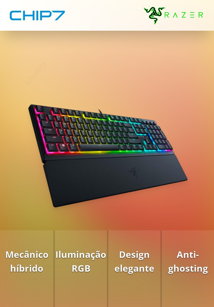 Teclado Mecânico Híbrido Razer Ornata V3 RGB PT Preto