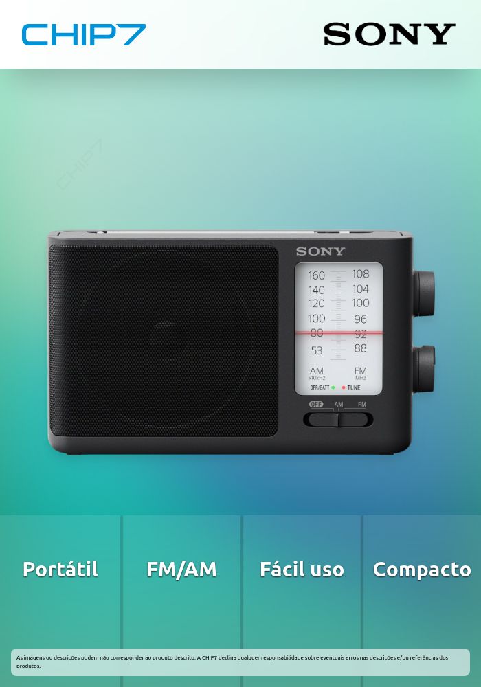 Rádio FM/AM portátil com sintonização analógica