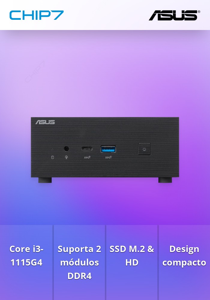 Barebone Asus Mini PC PN63-BS3018MDS1 i3-1115G4 2DDR4-SSD M2 SATAePCIe/HD2.5