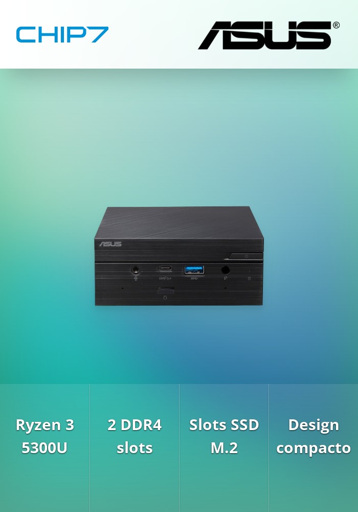 Barebone Asus Mini PC PN51-BB353MDE1 Ryzen 3 5300U 2DDR4-SSD M2 SATA e PCIe