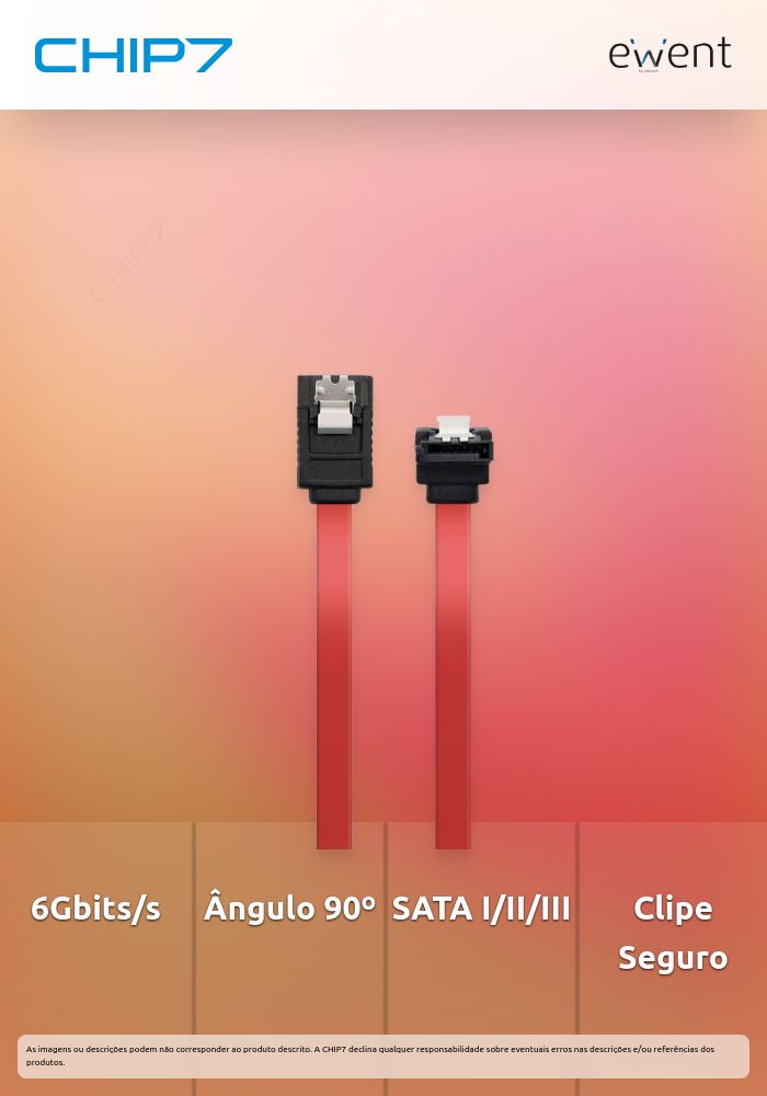 Cabo SATA Ewent 6Gbits SATA L-Type > L-Type 90º C/Clipe 50