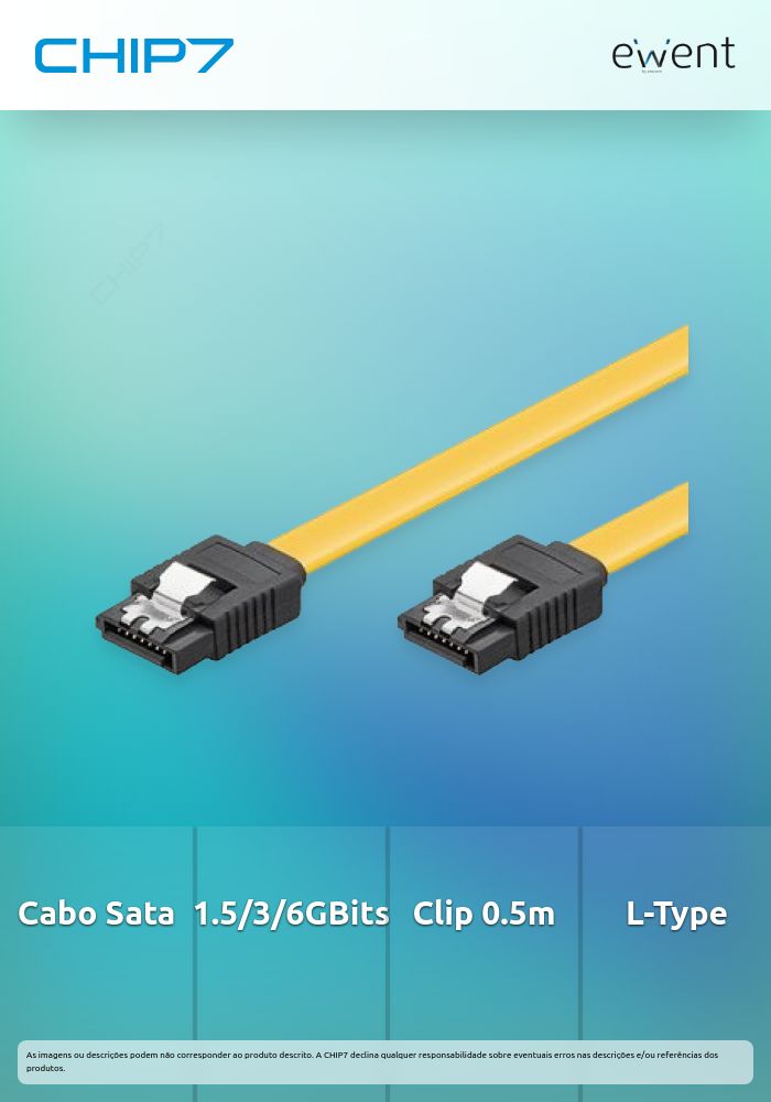 Cabo Sata 1.5GBits / 3GBits / 6GBits SATA L-Type > L-Type, com clipe 0.5m » válido até nova comunicação