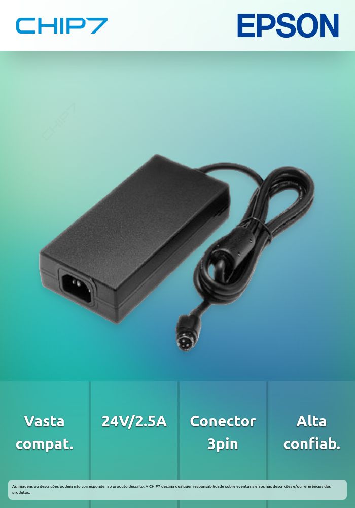Carregador Impressora Epson 24V 2.5A 3 Pines PS150 PS170 PS179 PS180 M122A M159A C32C825341 - ADCARIM09