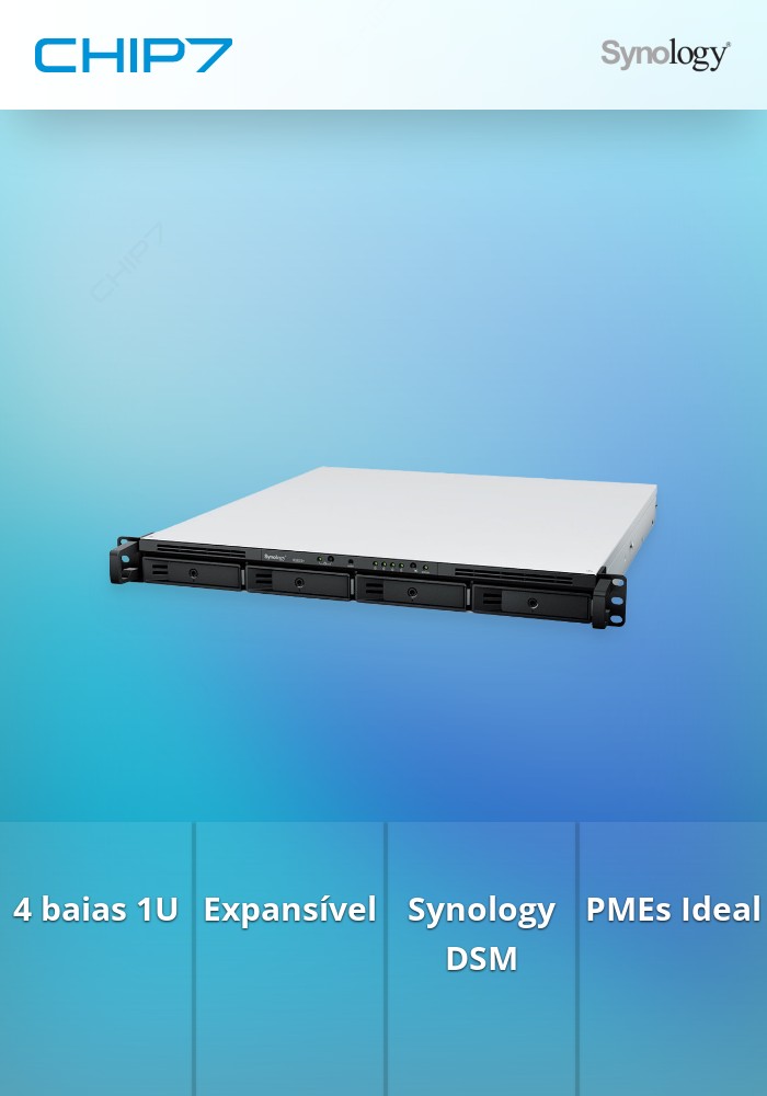 Synology RackStation RS822+ - Servidor NAS - 4 baias - montável em bastidor - SATA 6Gb/s - RAID (expansão de disco rígido) RAID 0, 1, 5, 6, 10, JBOD - RAM 2 GB - Gigabit Ethernet - iSCSI assistência - 1U