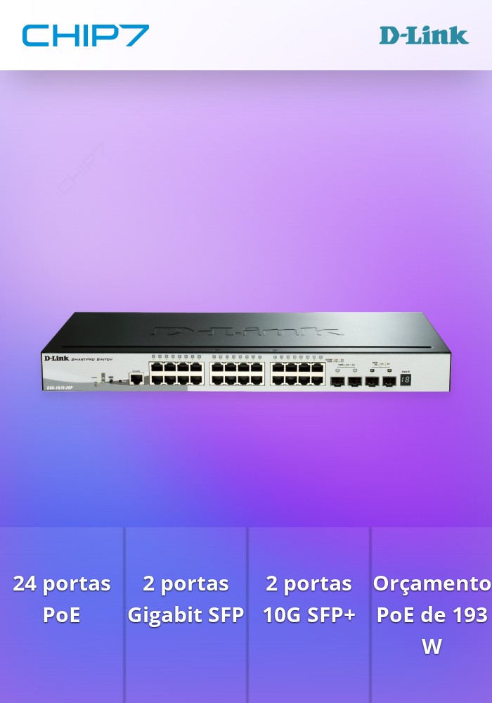 D-LINK 28-PORT GIGABIT STACKABLE POE SMART PRO INCL. 4 10G SFP+ (370W)