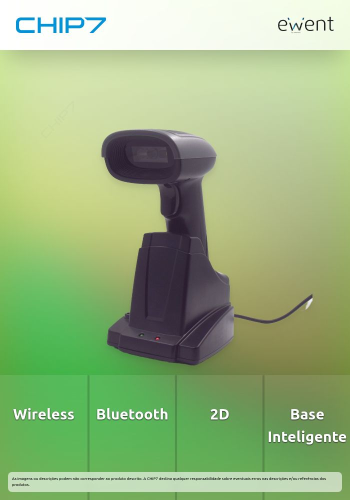 Leitor de códigos de barra Wireless e Bluetooth, 2D Barcode Scanner com base inteligente » válido até nova comunicação
