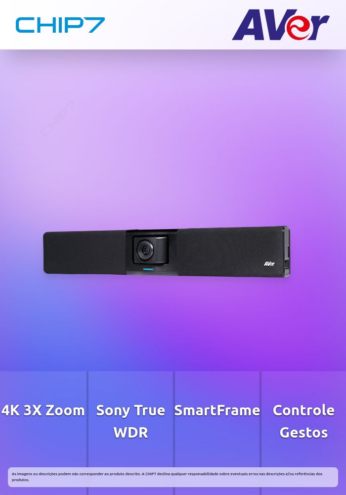 AVER CAM DE VIDEOCONFERENCIA VB342PRO U4K PTZ USB SOUNDBAR 15X ZOOM 3XOPTICAL FO