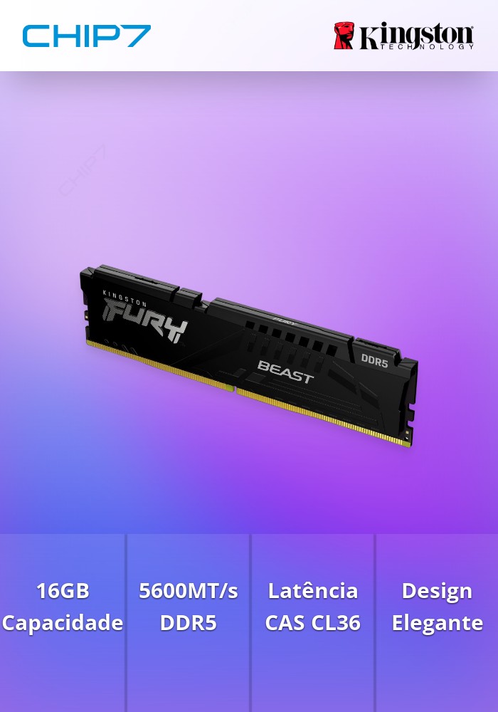 Dimm KINGSTON 16GB DDR5 5600MT/s CL36 FURY Beast Black EXPO