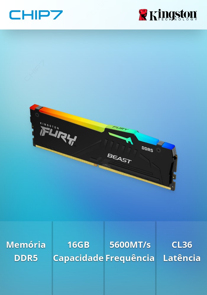 16GB 5600MT/s DDR5 CL36 DIMM FURY Beast RGB