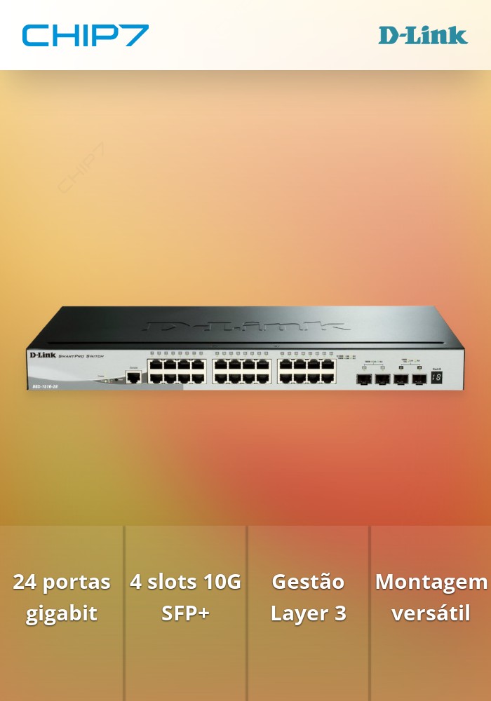 D-Link DGS 1510-28X - Interruptor - L3 - inteligente - 24 x 10/100/1000 + 4 x 10 Gigabit SFP+ - desktop, montável em trilho