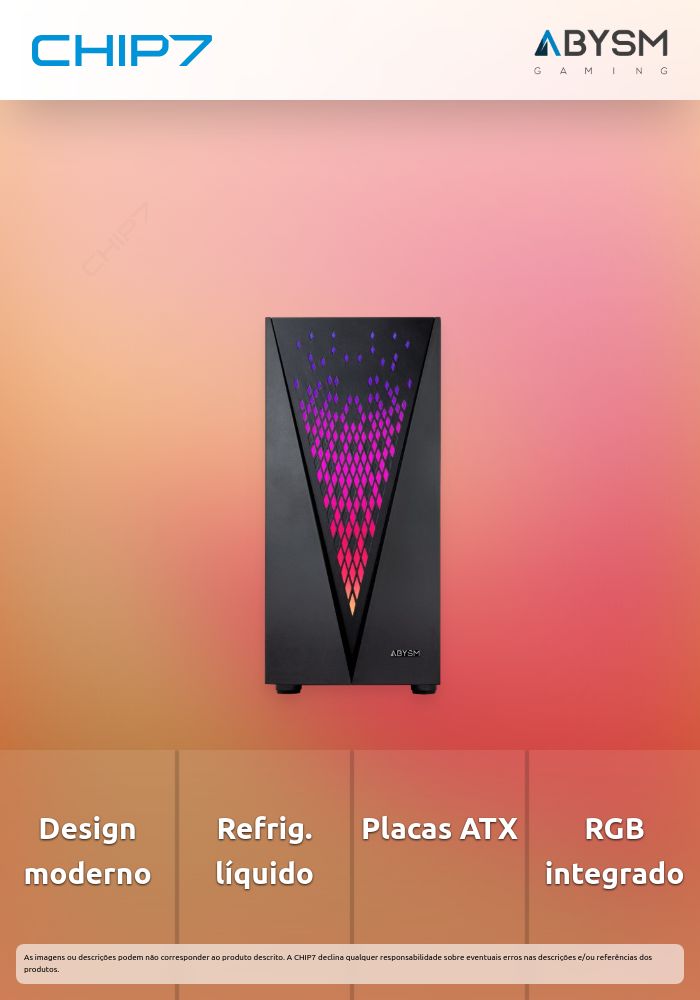 Caixa ATX Abysm GAMING DANUBE KOLPA Vidro Temperada Preta